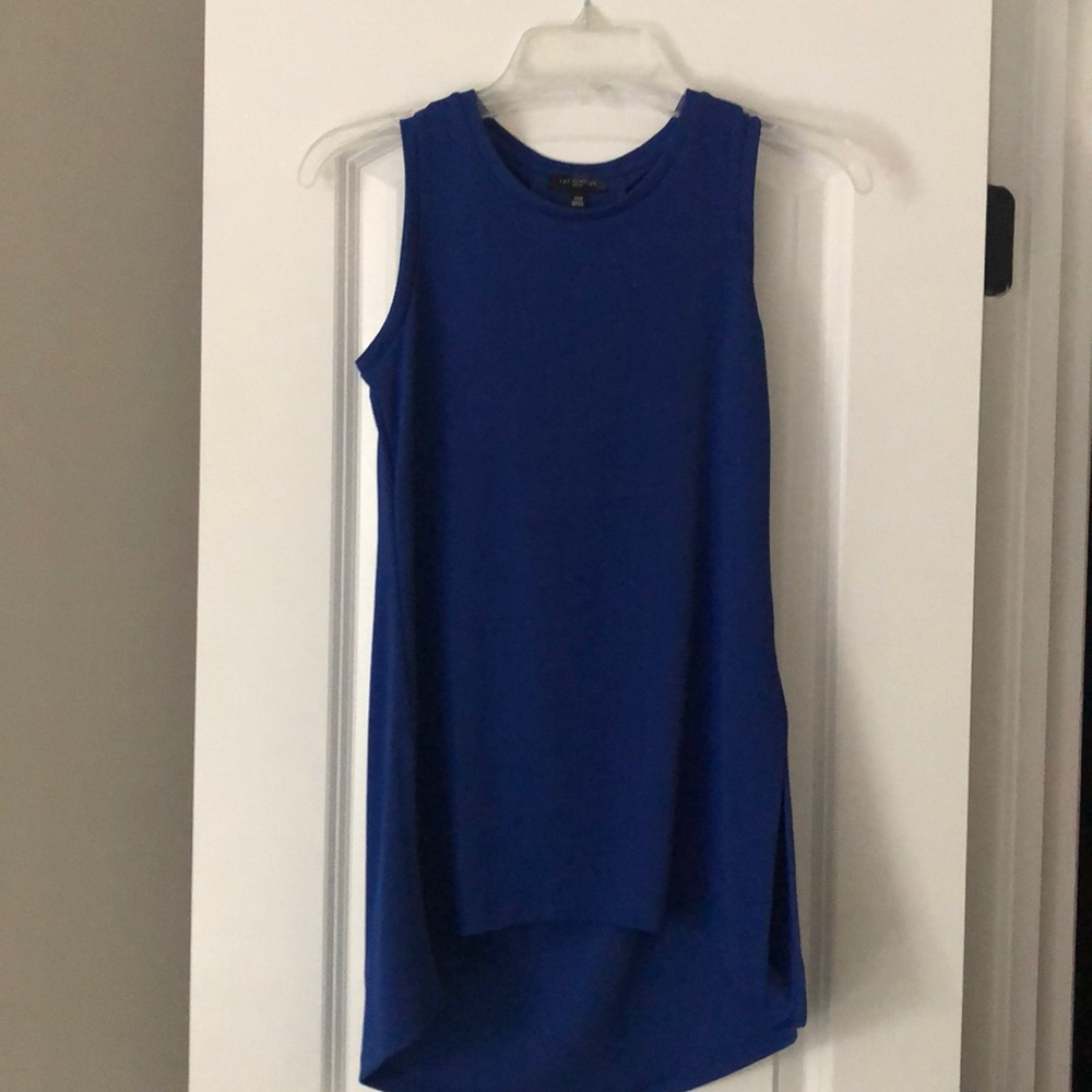 Navy Blue high low Tank Top